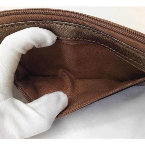 Fossil Metallic Brown Pebbled Leather Zip Around Credit Card ID Window Wallet - Picture 8 of 13